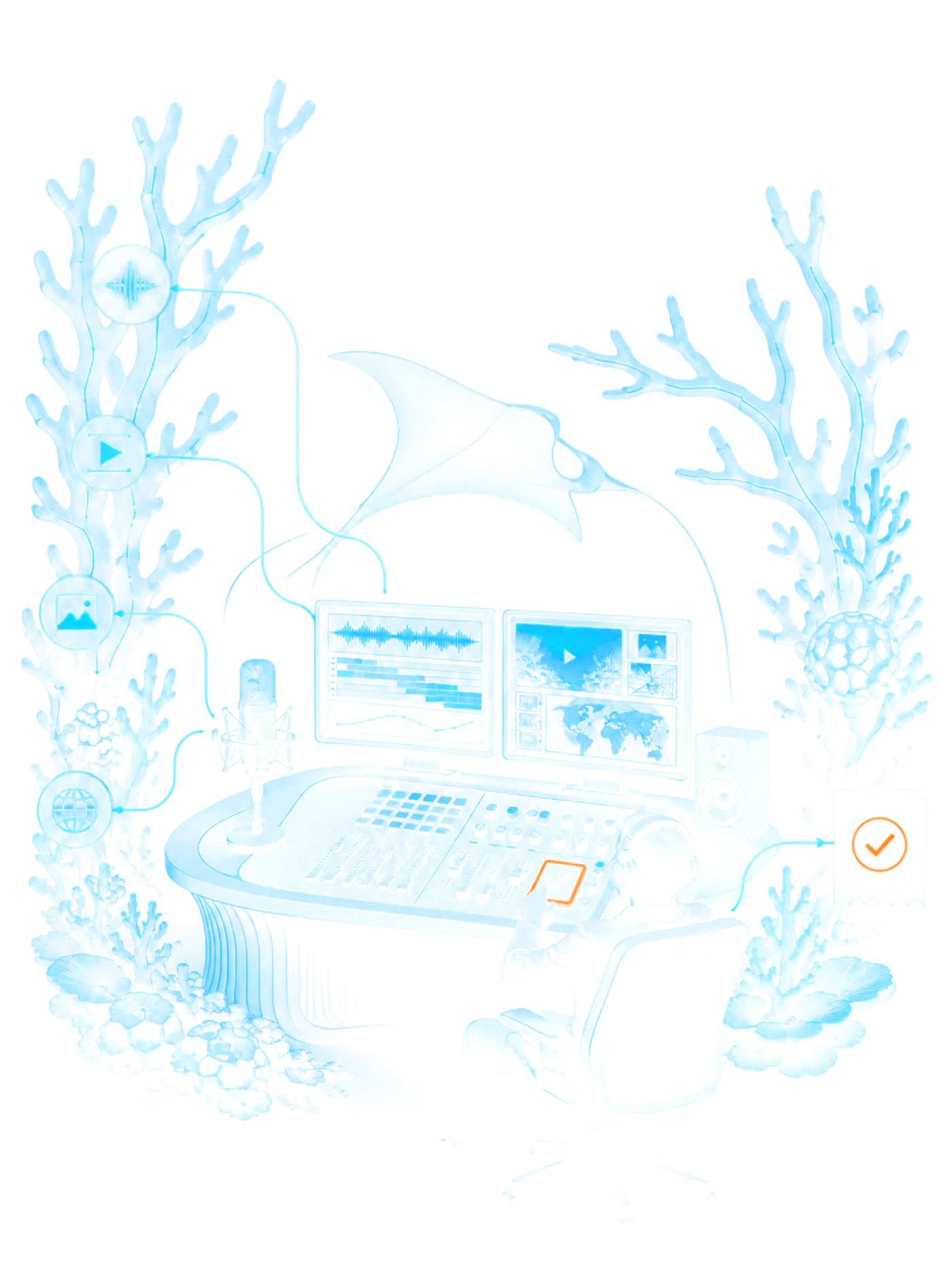 CreativeStudioX™ reef pavilion — governed production, every output leaving with a receipt